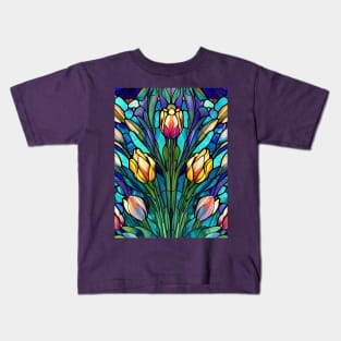 Stained Glass Tulips Kids T-Shirt